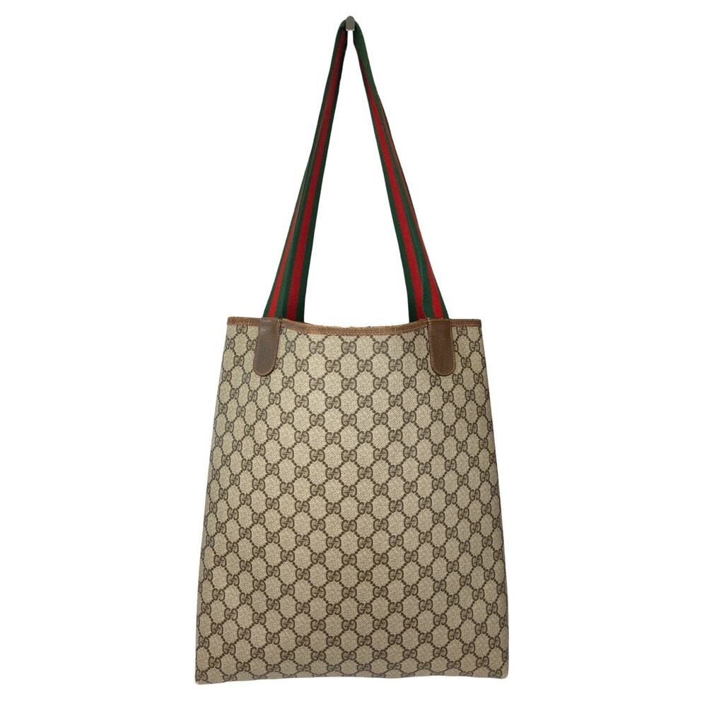 Gucci GG Supreme Sherry Line Tote Web Stripe Canvas Shopper Bag Italy Vintage - Picture 4 of 14